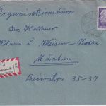 BRD - Schwarzach ü. Bühl Poststelle I Einschreibebrief n. München 1958
