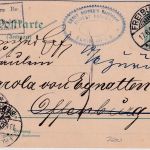DR - Offenburg 1902 Hinweis-Ra4 Ganzsache v. Freiburg m. Retourvermerk