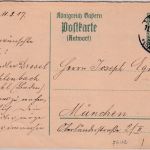 DR - Oberkirch 1917 Fremdentwertung 7 1/2 Pfg. Hupp Ganzsache/A-Teil n. München