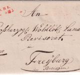 Baden - Lahr R1 16. FEB 1833 roter L2 Francobrief n. Freiburg - mit Inhalt