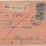 DR - 2x1 M. Germania Paketkarte Lahr - Stetten a.k.M. 1921