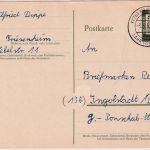 BRD - (17b) Friesenheim ü. Lahr Poststelle I Ganzsache n. Ingolstadt 1962