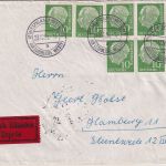 BRD - 8x10 Pfg. Heuss I Eilbrief Espelkamp-Mittwald - hamburg 1958