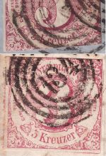 Thurn&Taxis - 3 Kr. geschn. 2 Briefe Ring 134 K1 (versch.) Mainz 1864/1865