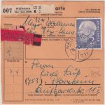 BRD - 2 DM Heuss I Schnellpaketkarte Wallensen ü. Elze - Pforzheim 1962