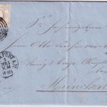 Thurn&Taxis - 9 Kr. geschn. Brief Ring 220 K1 Frankfurt a/M 1.MRZ - München 1864