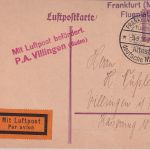 DR - P.A.Villingen Mit Luftpost befördert roter L2 15 Pfg. Ganzsache v. FFM 1926