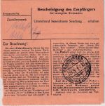 DR - 30 Pfg. AH Paketkarte Bad Dürrheim - Bräunlingen 1944
