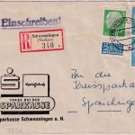 BRD - 2x30+10 Pfg. Heuss I illustr. Einschreibebrief Schwenningen 1954