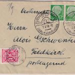BRD - 2x10+20 Pfg. Heuss I Brief/postlagernd n. ÖSTERREICH Oberaudorf 1958