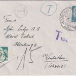BRD - 30 Pfg Heuss I Brief i.d. SCHWEIZ Castrop-Rauxel Winterthur 1955 Nachporto