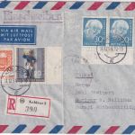 BRD - 30 Pfg Heuss I waagr. Paar Lupo-Einschreibebrief i.d. TÜRKEI Koblenz 1954