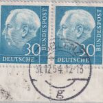 BRD - 30 Pfg Heuss I waagr. Paar Lupo-Einschreibebrief i.d. TÜRKEI Koblenz 1954