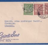 Malta - 2x1+1/2 P. Freimarken Firmenbrief (Gristi&Sons) Valetta - Chemnitz 1935