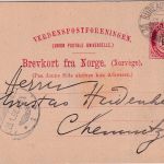 Norwegen - 10 Ö. Ganzsache K2 Bureau Reexp. De Christiania (Bahnpost) n Chemnitz
