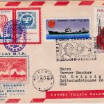 Polen - Posen 9.10.71 Ballonpost Schmuckkuvert m. Vignette n. Leipzig