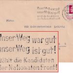 DDR - "Unser Weg war gut..." Parteiwerbung Masch.stpl. Brief Dresden 1963