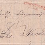 Baden - R2 Konstanz roter L1 Nachnahmebrief (Wendebrief) n. Nordhalden 1845