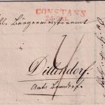 Baden - Constanz 24. Okt. roter L2 Portobrief n. Nordhalden 1845 - mit Inhalt
