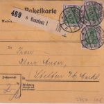 DR - 3x1 M. Germania Paketkarte Konstanz - Stetten a.k.M. 1921