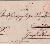 Baden - Überlingen 14. AUG 50 roter K1 m. Jahreszahl (!) Dienstbrief n Jestetten