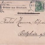 DR - Grüsse aus Stockach Vordruckkuvert 2x5 Pfg. Germania n. Bietigheim 1913