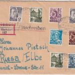 FZ/Baden - Jttendorf ü. Markdorf Poststelle I Einschreibebrief n. Riesa 11.5.48