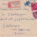 BRD - 20+60 Pfg. Posthorn/Bauten Einschreibebrief Deggenhausen ü. Markdorf 1951