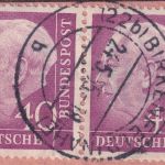 BRD - 40 Pfg. Heuss I waagr. Paar Postanweisung i. SAARLAND Birkenfeld 1955
