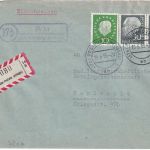 BRD - (17b) Au ü. Freiburg Landpost-Ra2 Einschreibebrief n. Karlsruhe 1959