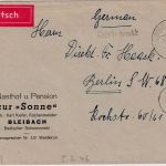 All.Bes. - Bleibach 5.2.46 Gebühr bezahlt L1 Brief n. berlin