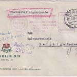 DDR - Berlin 1959 90 Pfg. ZKD-AFS "WMW Export" Zustellurkunde n. Leipzig