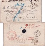 England/Preussen/Sachsen - Cornwall 1852 Portobrief n. Dresden Transit Aachen