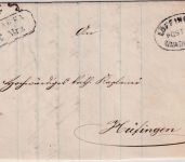 Baden - Löffingen Postablage Unadingen Dienstbrief n. Hüfingen 1865