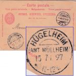 DR - Hügelheim (Amt Müllheim) 1897 KOS/Ank.stpl. 10 Rp. Ganzsache Ambulant No.2