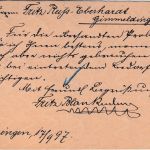Bayern - 5 Pfg. Rauten Ganzsache/Antwortteil Fremdentwertung Schliengen 1897