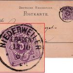 Baden - Niederweiler (Baden) 1887 K1 5 Pfg. Ganzsache n. Hügelheim