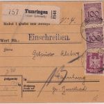 DR - Tumringen (Amt Lörrach) 1924 KOS Paketkarte n. Hamburg