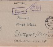 All.Bes. - Lörrach 4.2.46 Gebühr bezhalt Ra2 + Ra1 "12 Rpf." Brief n. Stuttgart