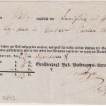 Baden - Jestetten 1848 Fahrpost-Aufgabeschein f. Wertbrief i.d. SCHWEIZ