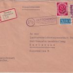 BRD - (17b) Dettighofen ü. Tiengen Landpost-Ra2 Einschreibebrief 1951