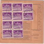 BRD - 10x3 Pfg. Brandenburger Tor u.a. Paketkarte Niederstotzingen 1964
