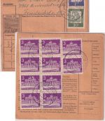 BRD - 10x3 Pfg. Brandenburger Tor u.a. Paketkarte Niederstotzingen 1964