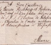 Württemberg - de Kellmünz hds. Ortsangabe Adeligenbrief n. München ca. 1800