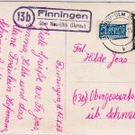Bayern - Finningen b. Neu-Ulm Kirche Straßenansicht sw-Foto-AK Landpost-Ra2 1953