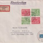 Berlin - 2x10+2x20 Pfg. Bauten Einschreibebrief Schelklingen - Marl Hüls 1950