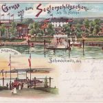 Berlin - Schmöckwitz Seglerschlösschen Mehrbild-Farblitho gelaufen 1899