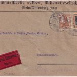 DR - 25+15 Pfg. Germania Eilbrief Klein-Wittenberge (Elbe) n. Braunschweig 1917