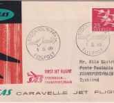 Schweden - SAS Caravelle Erstflug Stockholm Frankfurt a/M. Schmuckkuvert 1.5.60