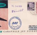 Dänemark - SAS Caravelle Erstflug Kopenhagen Frankfurt a/M. 1.5.60 Schmuckkuvert
